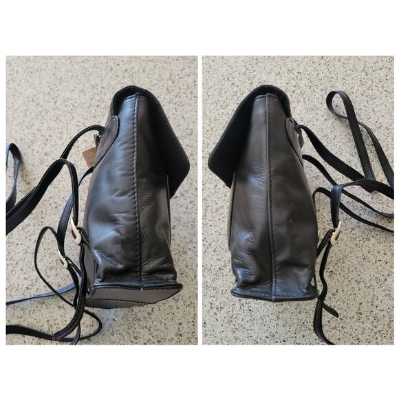VTG 90s Wilson\'s Leather Croc Embossed Black Mini Backpack Adjustable Purse✨️NWT main image 4